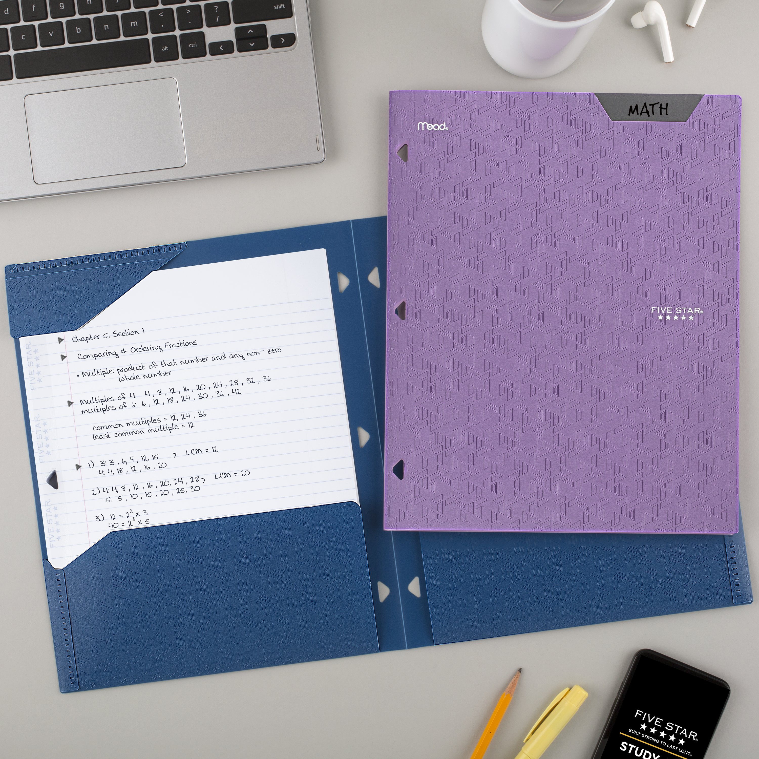(4 pack) Five Star 2-Pocket Stay-Put Plastic Folder, Amethyst Purple