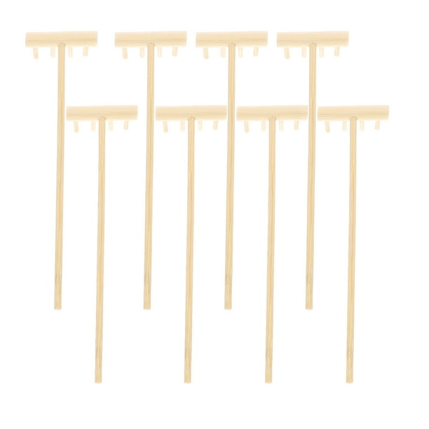 8 piezas de accesorios de jardín zen en miniatura para mesa, arena de roca, mini rastrillos, rastrillos de jardín zen, rastrillos pequeños para parterres, color beige.