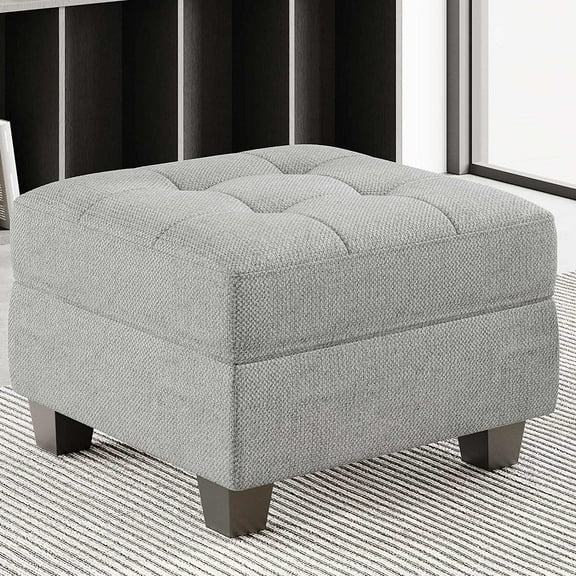 Belffin Ottoman Module with Storage for Modular Sofa Sectional Couch Cube Seat Square Storage Ottoman Footrest Modern Fabric Light Grey