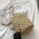 thumbnail image 4 of Bolso de paja para mujer, bolso de playa tejido de verano con cordón Hobo Bucket monederos bolso para vacaciones, 4 of 7
