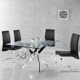 thumbnail image 1 of Star Rectangular Glass Dining Table with Chrome Stainless Steel Base Polish Finish, 1 of 3