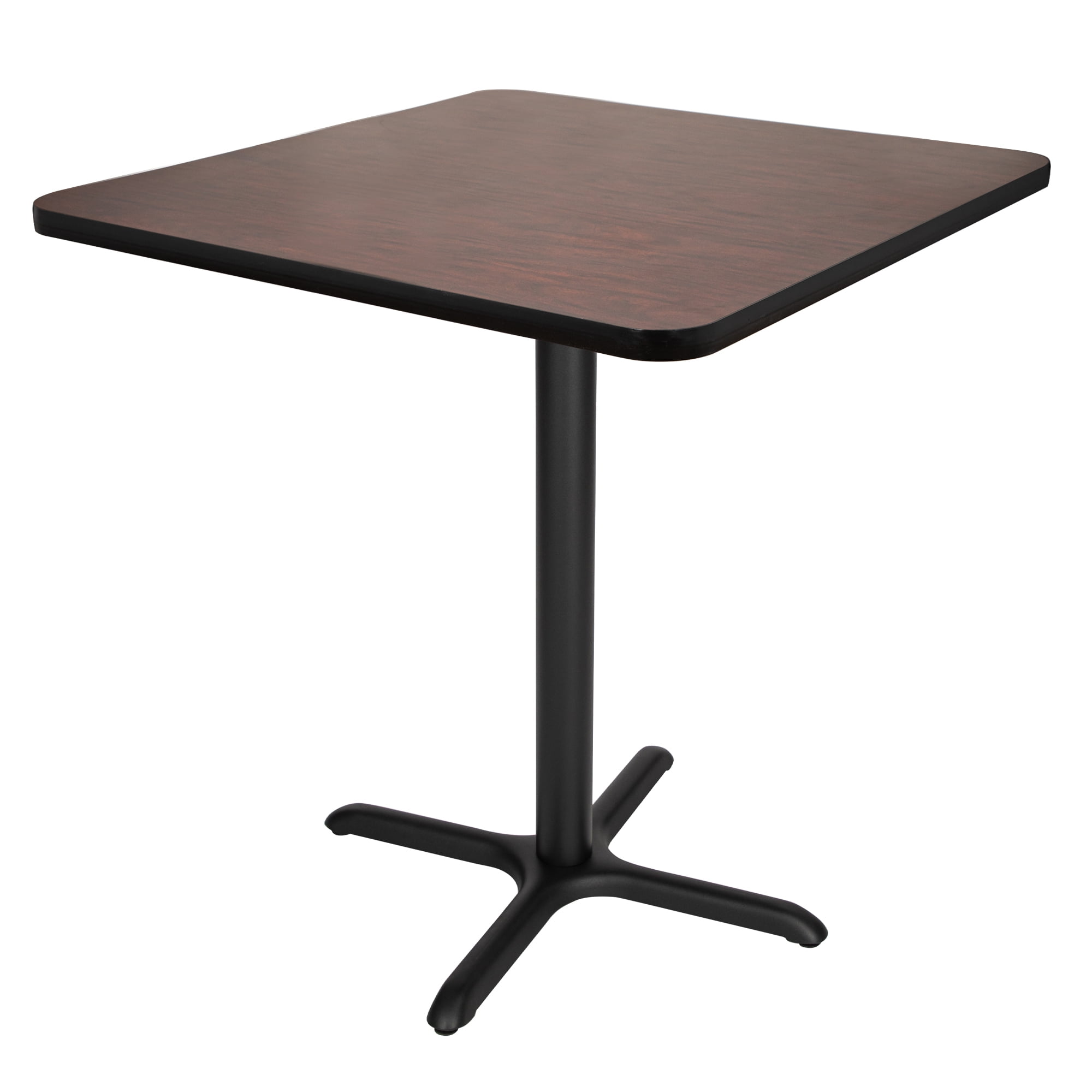 Hampden Furnishings Bennet Collection Steel Frame 36" Square Top, X Base, 36" Height Cafe Table, Black Frame/Mahogany Top