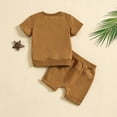 thumbnail image 4 of piuwrlz Shirt and Short Pants Set Baby Boys Girls Pocket Fashionable Solid Color Summer Children's Set Brown Size 6 Months, 4 of 9