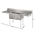 thumbnail image 3 of 72 in. 18-Gauge 2-Compartment Commercial Sink with Backsplash and Dual 18 in. Drainboards, Bowl Dimensions 18"x18"x14" in Stainless-Steel (KM-SB181814-18B3), 3 of 10