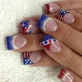 thumbnail image 4 of KUFptva Independence Day Themed False Nails Set 24pcs Short French Styles with Sparkling Stripes and Star Patterns for Women, 4 of 7