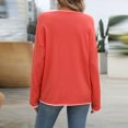 thumbnail image 4 of Riecok Crewneck Sweaters for Women Long Sleeves Soft Solid Color Fall and Winter All-match Fashion Blouse Watermelon Red L, 4 of 8