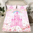 thumbnail image 2 of jejeloiu Princess Castle Twin Sheet Set,Cherry Blossom Fairy Tale,Microfiber Decor For Girls,3-Piece, 2 of 7