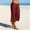 thumbnail image 2 of wyat Capri Pants for Women Cotton Linen Lightweight Casual Loose Elastic Waist Drawstring Wide Leg Capris Trousers with Pocket, 2 of 7