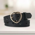 thumbnail image 4 of Women PU Leather Belt with Buckle Waist Strap Adjustable Waistband Heart Belt for Dress Decor Pants , black, 4 of 8