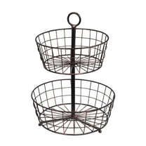 BirdRock Home Metal 2-Tier Wire Fruit Basket - Oil Rubbed Bronze