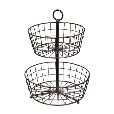 BirdRock Home Metal 2-Tier Wire Fruit Basket - Oil Rubbed Bronze