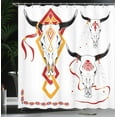 thumbnail image 4 of Ambesonne Tattoo Shower Curtain, Bulls Head with Feather, 69"Wx84"L, Red Yellow and White, 4 of 5