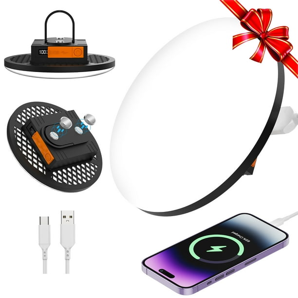 Luz de Trabajo LED Recargable 6000LM, Luz de Trabajo Portátil Magnética de 12000mAh con Gancho, 3 Modos, Luz de Emergencia Impermeable para Mecánicos, Reparación de Automóviles, Pesca y Acampar