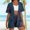 Navy women 2 piece shorts set a1, variant on Cagogo Women's 2 Piece Shorts Set V Neck Short Sleeve Jacket Elastic Waisted Shorts Casual Beach Vacation Floral Boho Lounge Matching Outfits Summer Cruise Travel Clothes, Navy M
