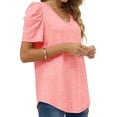 thumbnail image 4 of UVN Blouse for Women Short Sleeve Shirts Summer Casual V Neck Tunic Tops, 4 of 9