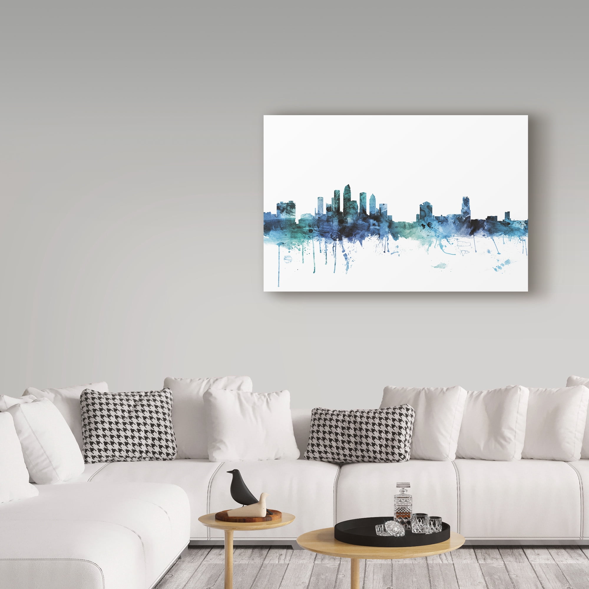 Trademark Fine Art 'Tampa Florida Blue Teal Skyline' Canvas Art by Michael Tompsett