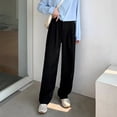 thumbnail image 5 of Pantalones de traje de verano para mujer, pantalones casuales de cintura alta drapeados, pantalones pequeños rectos de pierna ancha, pantalones adelgazantes, 5 of 5