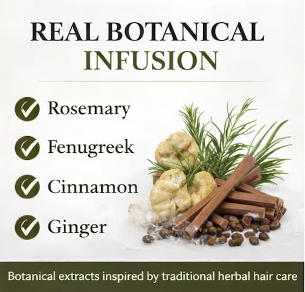 500ML Rosemary + Fenugreek Botanical Hair Growth Shampoo With Real Visible Pieces of Rosemary, Fenugreek & Cinnamon