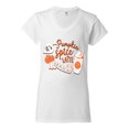 thumbnail image 2 of Wild Bobby It's Pumpkin Spice Latte Season Orange Black and White Halloween Women Standard V-Neck Tee, White, XX-Large, 2 of 6