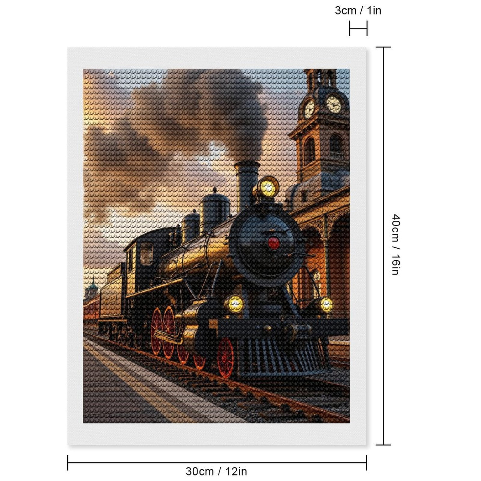 Diamond Art Kits for Adults, Train Vintage Railway Station 5D Diamond Painting Kits for Adults Beginners, DIY Full Drill Diamond Painting, Gem Art and Crafts 12x16