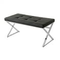 thumbnail image 1 of Relaxing Bench With Faux Laether Tufted Seat, Black And Silver, 1 of 1