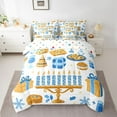 thumbnail image 2 of Feelyou Child Happy Hanukkah Bedding Comforter Set 7pcs, Cartoon Menorah Dreidel King Bedding Sets, Farmhouse Holiday Reversible Bed Sheets, Ultra Soft Bedroom Decor, 2 of 7