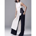 thumbnail image 2 of Vestido de verano largo ajustado con un solo botón, sin mangas, con cuello redondo y abertura con botones, estilo vintage, informal y elegante, 2 of 4
