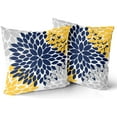 thumbnail image 2 of Navy Blue Yellow Pillow Covers 18X18 In Yellow Gray Dahlia Floral Geometric Pillow Cases Set of 2 Elegant Geometry Flower Throw Pillows Spring Summer Home Decor for Couch Room Bed Cushion Outdoor, 2 of 6