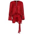 thumbnail image 2 of Argulvti Robe Mini à Volants pour Femmes Manches Longues Lanterne Nouée devant Couleur Unie Plissée Robe Fluide, 2 of 3