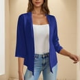 thumbnail image 2 of Htigea Women's 3/4 Sleeve Open Front Cardigan Casual Loose Lightweight Cardigans with Pockets Navy L, 2 of 7