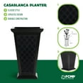 thumbnail image 6 of FCMP Outdoor MOD-CP3000-BLK Casablanca Resin 24" Tall Indoor/Outdoor Self-Watering Pedestal Taper Planter, Black, 2 Pack, 6 of 10