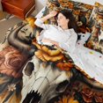 thumbnail image 4 of Manfei Country Floral Flowers 7-Piece Bedding Comforter Set,Rustic Bull Skull King Bedding Sets,Boho Exotic Style Bed Sheets For Men Women,Breathable Home Decor Reversible, 4 of 8