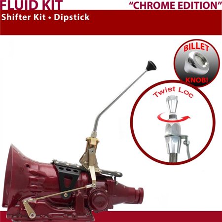 American Shifter PG Shifter Kit Chrome 12 in. Dipstick Push Button Billet Knob for F1A9E
