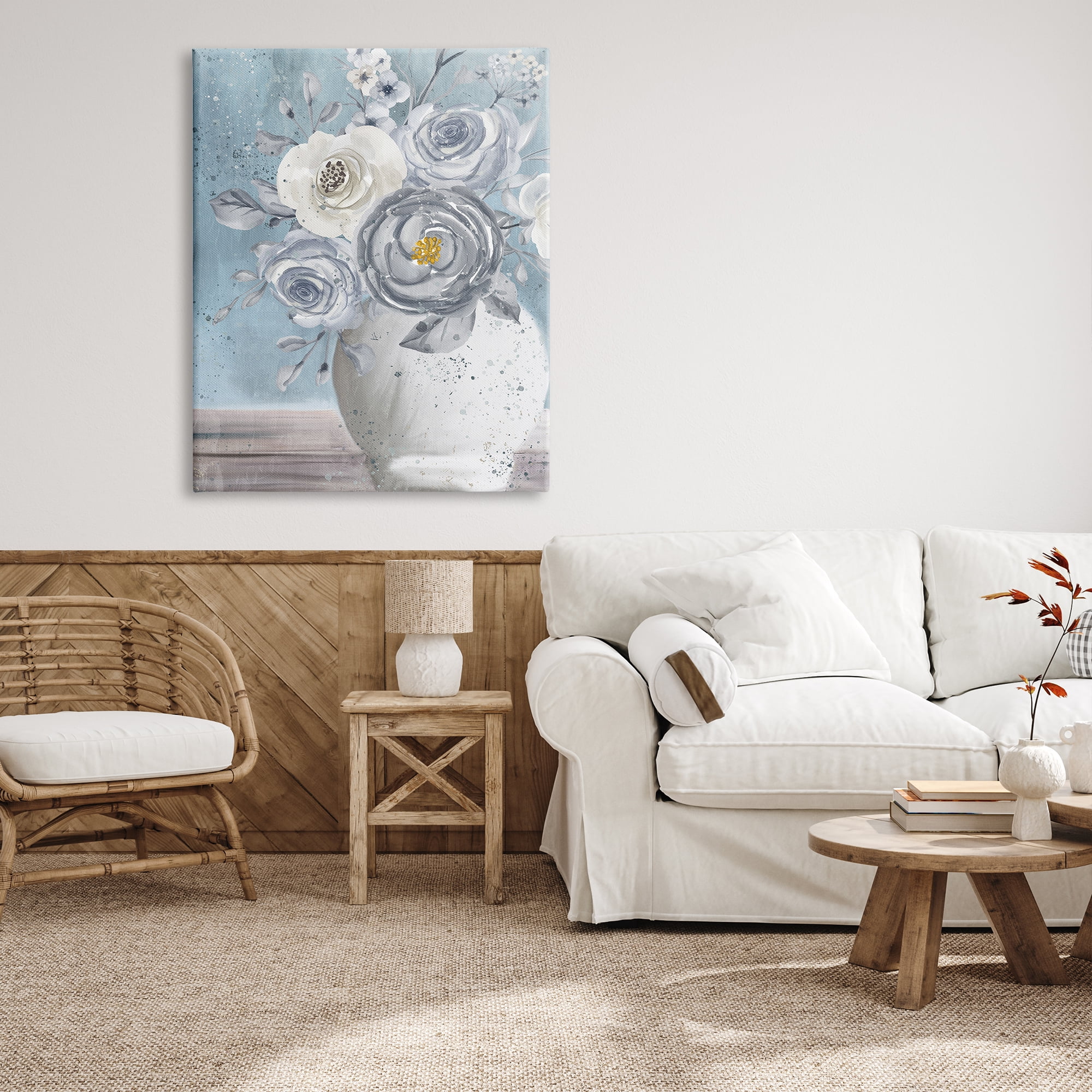 Stupell Industries Speckled Flower Arrangement Vase Varied Full Blooms Painting Gallery Wrapped Canvas Print Wall Art, Design by Kim Allen
