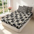 thumbnail image 2 of Manfei Classic Checkered Zipper Twin Comforter Sets with Fitted Sheet and 2 Pillowcases,Rustic Plaid Zipper Bedding Set,Beige White,Black Reversible,4pcs, 2 of 8