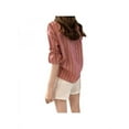 thumbnail image 2 of Topumt Korean Women Summer V-Neck Lapel Stripes Short Sleeve Casual T-Shirt Blouse Top, 2 of 3