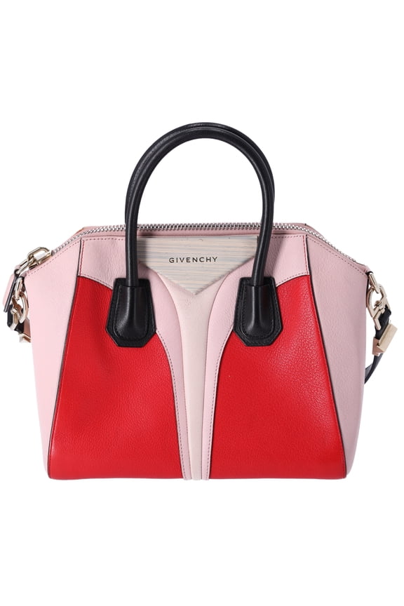 Pre-Owned GIVENCHY Antigona Small Satchel Sugar Goatskin Tri-Color Red Pink Black
