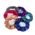 thumbnail image 3 of Double Layer Satin Shower Cap Large Chemotherapy Beauty Perm Cap With Adjustment Buckle for Hair Protective, 3 of 9