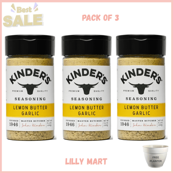 Kinder's Lemon Butter Garlic Seasoning, 5.6 oz pack of 3