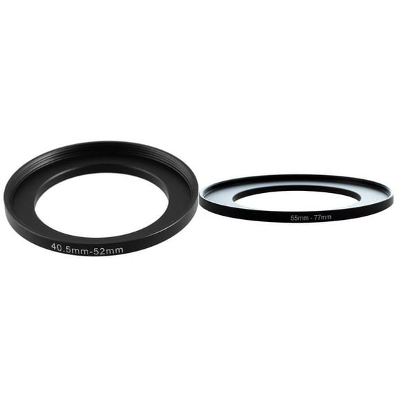 2 Pcs Metal Filter Step Up Ring Adapter for Camera, 40.5-52mm & 55-77mm