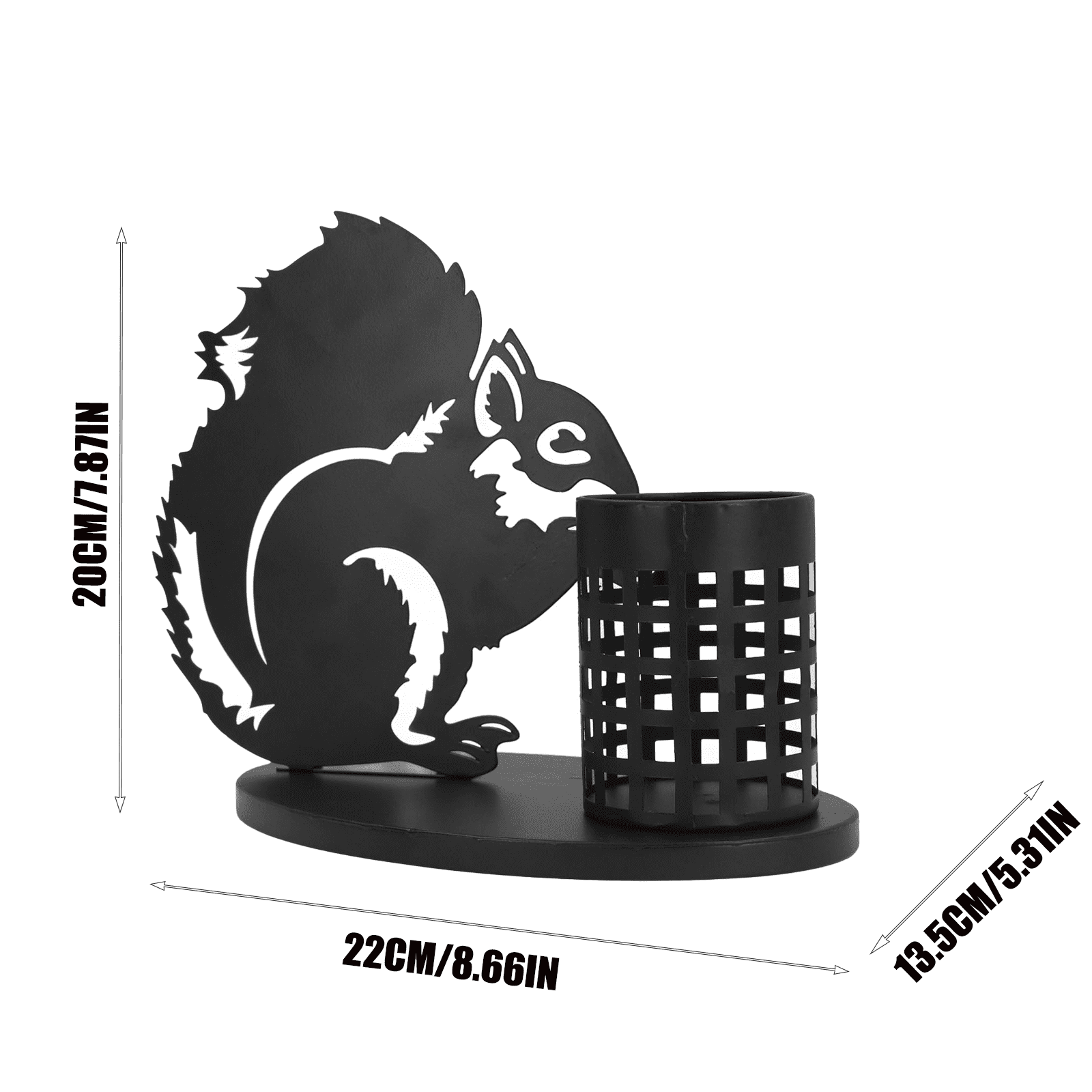 Modern Black Metal Desk Accessories Squirrel Stationery Organizer and Vase for Pencils Markers and Brushes Unique Aesthetic Tabletop Storage with Easy Assembly