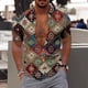 thumbnail image 2 of Camisa con estampado étnico para hombre, camisas de verano con solapa, camisetas de manga corta con gráficos a cuadros para hombre, camisetas de hip-hop de calle de gran tamaño 2024, 2 of 5