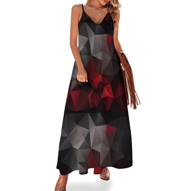 Nuevo fondo abstracto de triángulos polígonos fondo de pantalla en colores negro rojo 1 vestido sin mangas vestidos para mujer vestido de playa