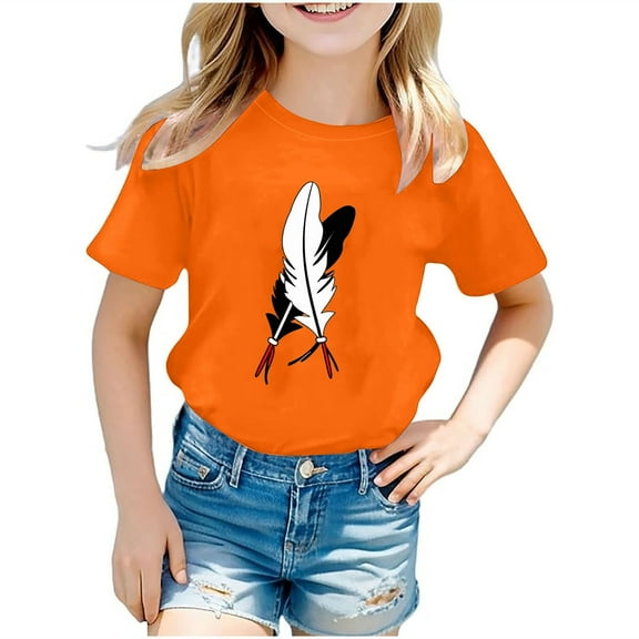Lisbinx Children T Shirts for Girls Loose Fit Graphic T Shirts Crew Neck Short Sleeve Tops for Teen Girls
