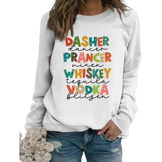Huaizzzy Chandail de Mode d'Hiver pour Femmes, Imprimé Festif de Noël, Haut à Col Rond, Chandail Extra Long, Chandail à Capuchon Doublé, Chandail Athlétique, Chandail Usé Grande Taille, Chandail de Jogging pour Femmes, Beurre