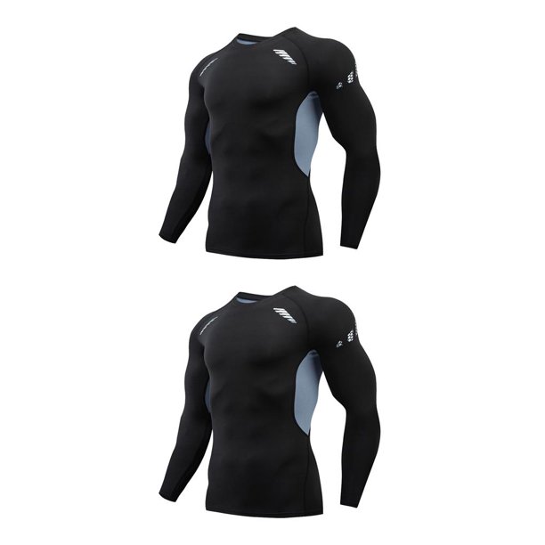 Sonducket Ropa interior térmica para hombre Deporte Medias de secado rápido Esquí de invierno Correr Capas de base cálidas Ropa deportiva 1609 gris,L 2piezas