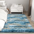 thumbnail image 3 of Janvonne Fluffy Area Rug for Bedroom, Modern Shaggy Carpets Fuzzy Rug for Teens Dorm Bedside Home Decor Aesthetic, Heavy Duty Non Slip, 4x6ft, Abstract Blue and Yellow, 3 of 8