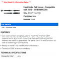 thumbnail image 2 of Front Brake Pad Sensor - Compatible with 2016 - 2018 BMW 330e 2017, 2 of 2
