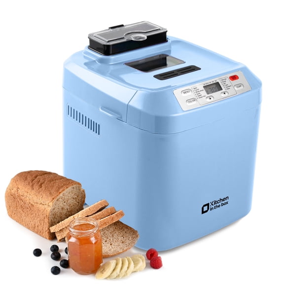 Kitchen in the Box 2lb Bread Maker with Auto Fruit Nut Dispenser, 12-in-1 Gluten-Free Bread Machine, 13H Delay Timer, Nonstick Pan, Keep Warm, Baby Blue
