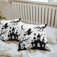 thumbnail image 4 of Outdoor Waterproof Pillow Covers Halloween Haunted Castle Witch Ghost Decorative Throw Pillow Protectors,White Black Theme Pillowcase Cushion Cases for Patio Sofa Garden Couch,20x20in,Pack of 2, 4 of 9